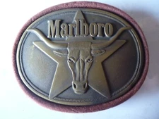 MARLBORO CIGARETTES TOBACCO LONGHORN PHILIP MORRIS WESTERN BRASS BELT BUCKLE