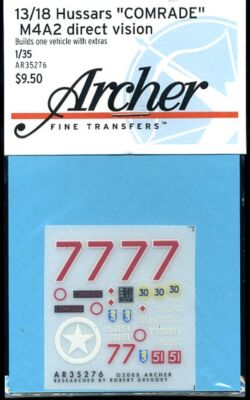#MW22 ARCHER AR35276 13/18 HUSAREN M4A2 ''COMRADE'' 1/35 DECAL