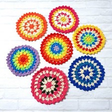 4Pcs/Lot Vintage Hand Crochet Lace Doilies Round Table Mats Flower Coasters 4.3"