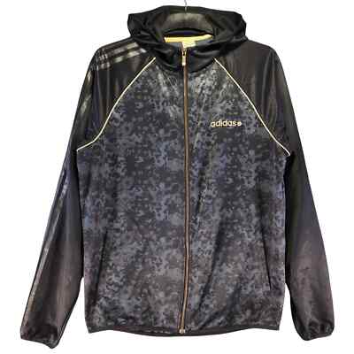 Adidas Neo Label Womens Jacket Size L Multicoloured Abstract Long Sleeve Hooded