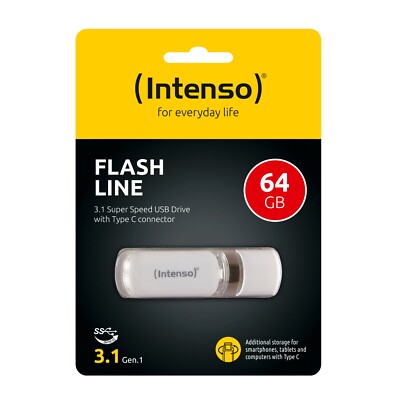 Intenso Flash Line 64 weiß USB Stick 64GB Speicherstick Typ C OTG USB 3.1 OVP