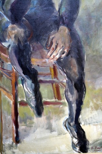 MAGNIFICENT 19C ENGLISH O/C PAINTING OF SEATED WOMAN BY K.DAVIS LISTED ARTIST - 第 7/10 張圖片