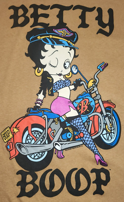 Betty Boop biker girl Vintage Graphic T-Shirt Khaki/Tan Size S | eBay