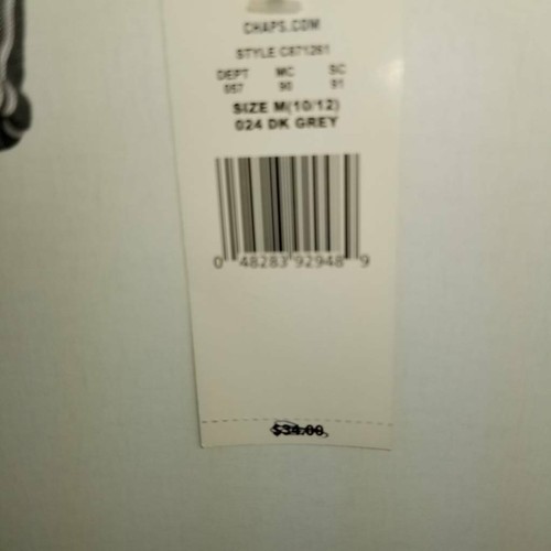 Chaps Kids Boys Button Front Shirt Gray Striped Long Sleeves Cotton Blend M New - Picture 4 of 4