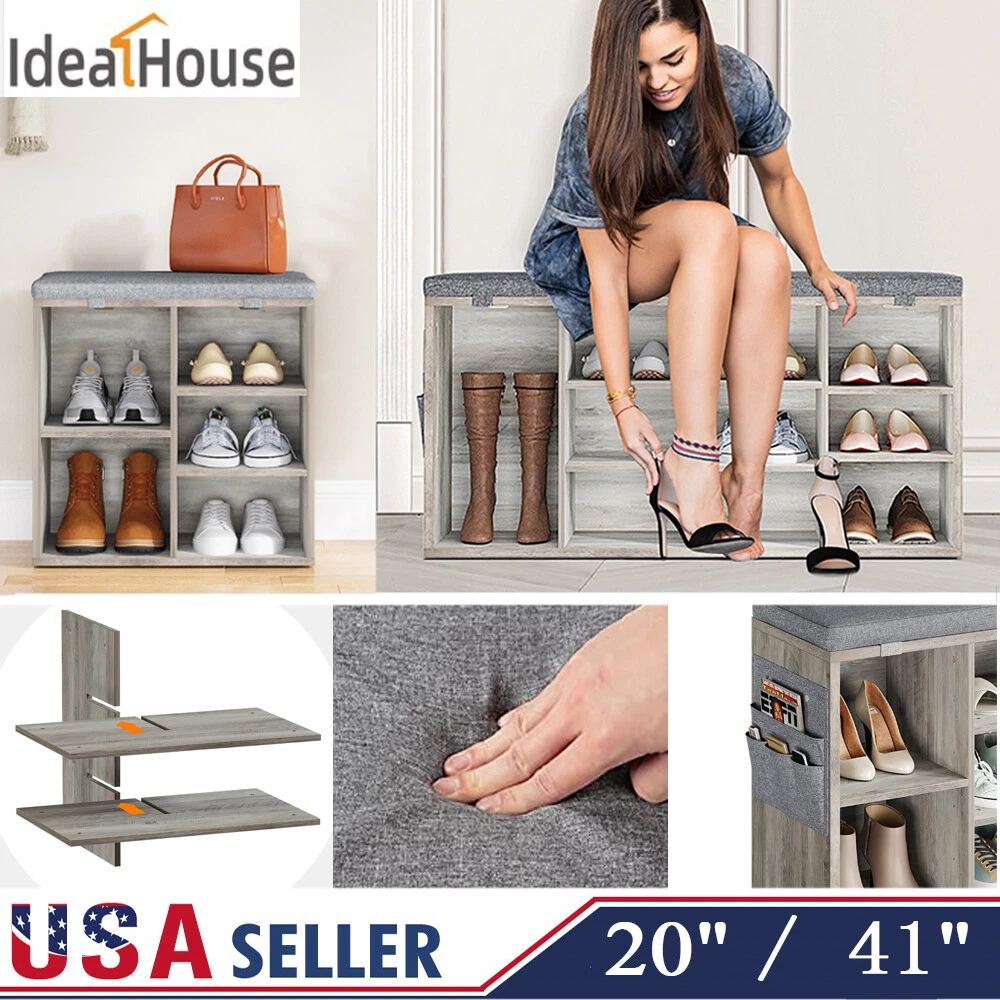 3 Tier Shoe Rack Bench Storage Organizer Shelf Entryway Hallway with Side  Pocket