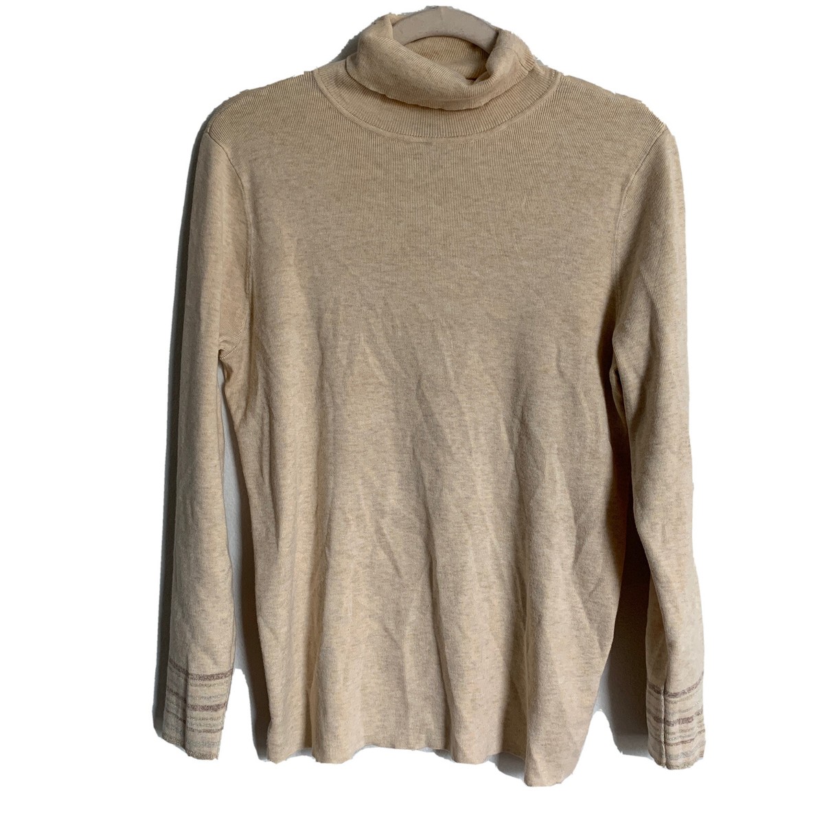 Chicos Sweater Womens Large Ivory Mock Neck Stretch Pullover