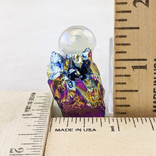Bola de cristal en miniatura sobre piedra de turmalina natural escala 1:6-12 casa de muñecas artesanía - Imagen 6 de 6