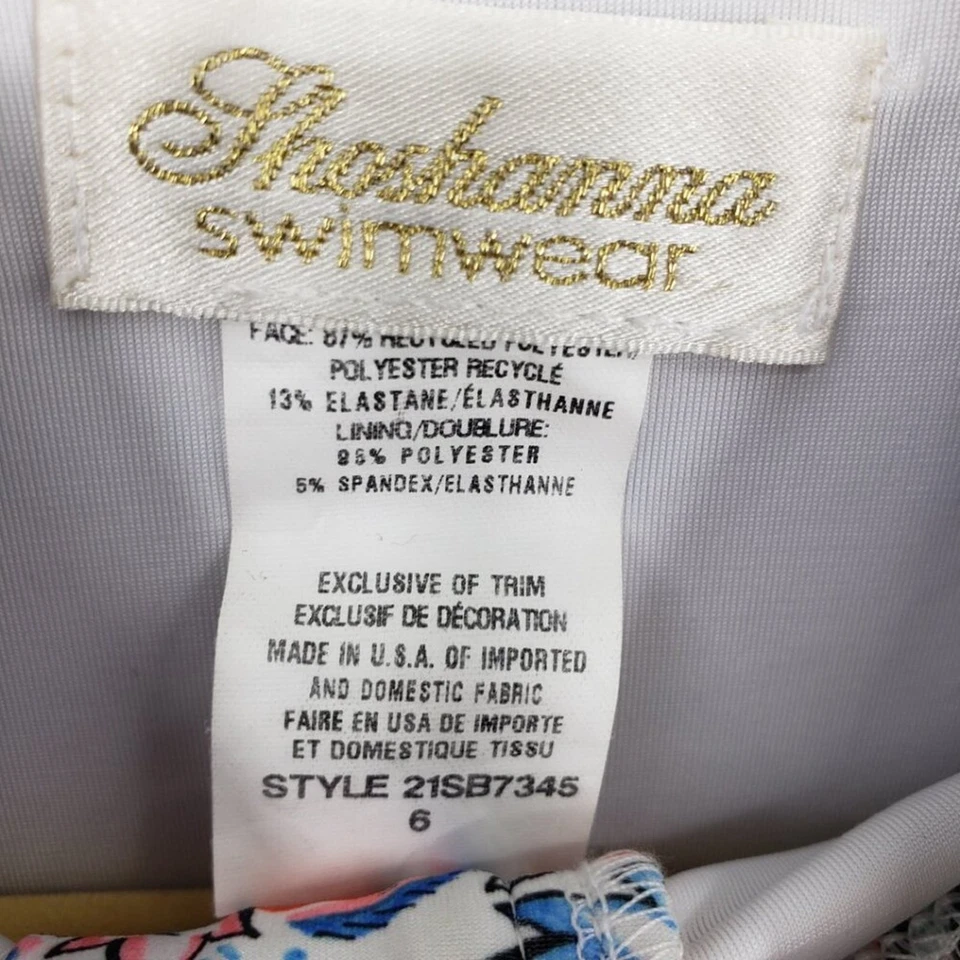 Купальник цельный Shoshanna батик цветочный с длинным рукавом рашгард 6 синий желтый - Изображение 3 из 4