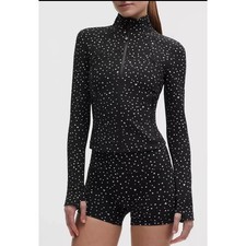 LULULEMON DEFINE JACKET CROPPED NULU HEART SCATTER DOT BLACK 10 NEW
