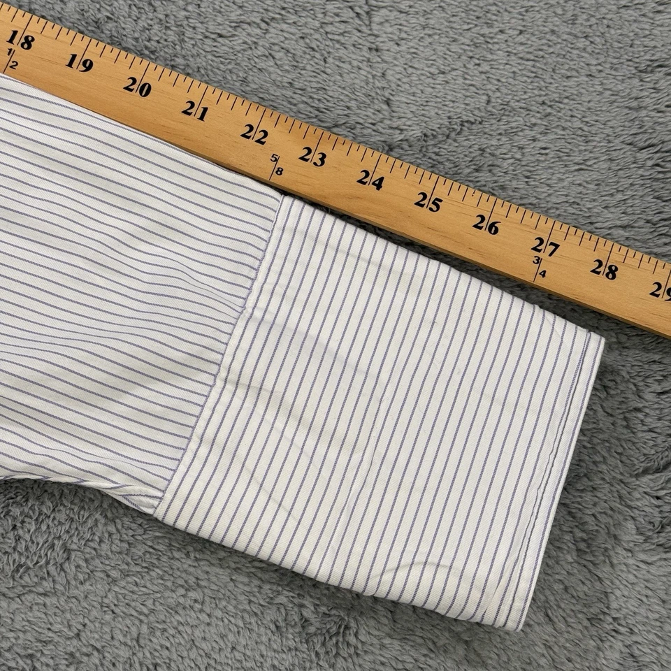 Paul Frederick French Cuff Shirt Men 18.5 35 White Striped LS Button Front - Image 4 of 4