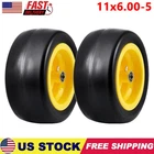 2 Pack 11x6.00-5 Flat Free Lawn Mower Tire and Wheel 11x6-5 Tires 400LB Capacity
