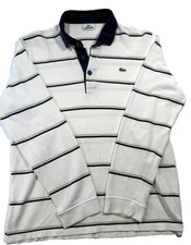 Vintage Lacoste Long-Sleeved Striped Rugby Polo Shirt For Men - M