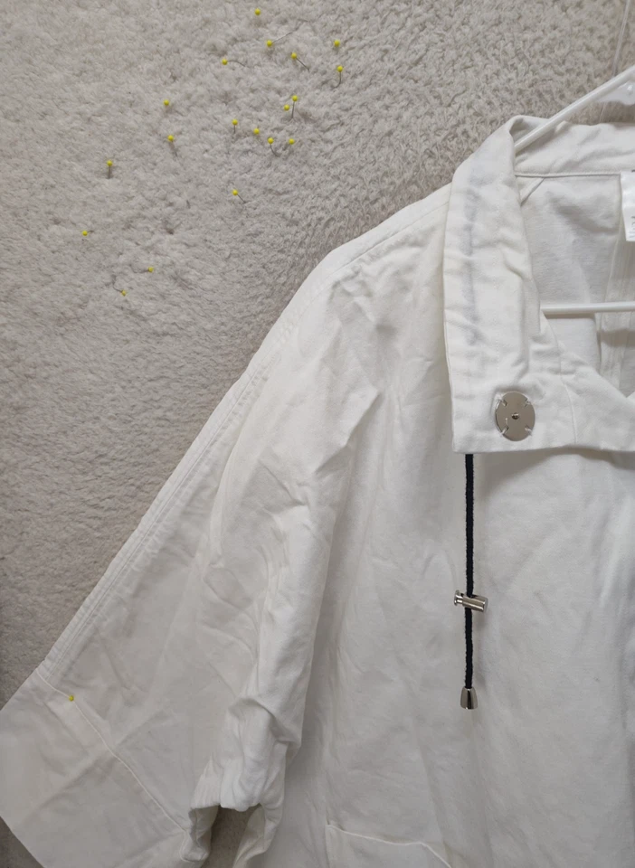 Женская куртка Marla Wynne 2X мягкая белая 100% хлопок застежка спереди обычный крой - Изображение 2 из 4