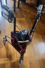 Drive DeVilbiss 3 Wheel Tri Walker Rollator Handbrakes Basket Red
