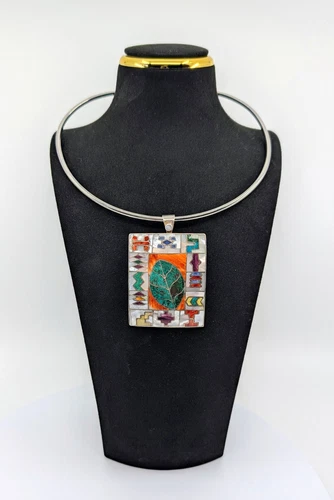 Yazzie- Navajo Multi-Stone Inlay Mosaic Pendant
