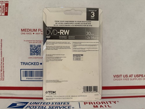 TDK Mini DVD-RW 30 Min Rewritable 3 Pack Free Shipping! - Afbeelding 2 van 4
