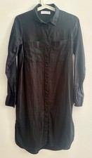 Everlane Black 100% Linen Button Shirt Dress XXS