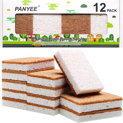 Natural Sponge Kitchen 12Pack,Eco Friendly Non-Scratch Scrub Sponge,Biodegradabl