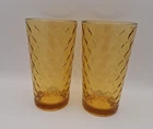 Vintage Anchor Hocking Honeycomb Amber Glass Drinking Glasses 20oz Lot of 2