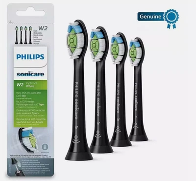 NEW Philips HX6064 Sonicare W2 Optimal Black Toothbrush Heads 4 Pack Black