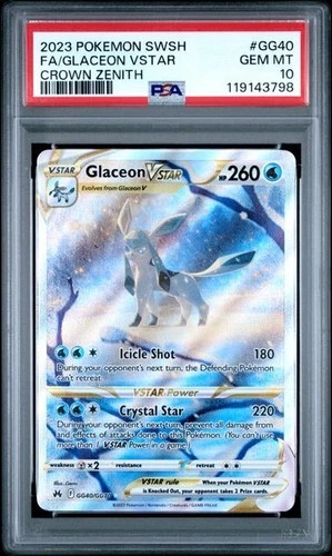 PSA 10 GEM MT - Glaceon VSTAR GG40/GG70 SWSH Crown Zenith - GUARD INCLUDED