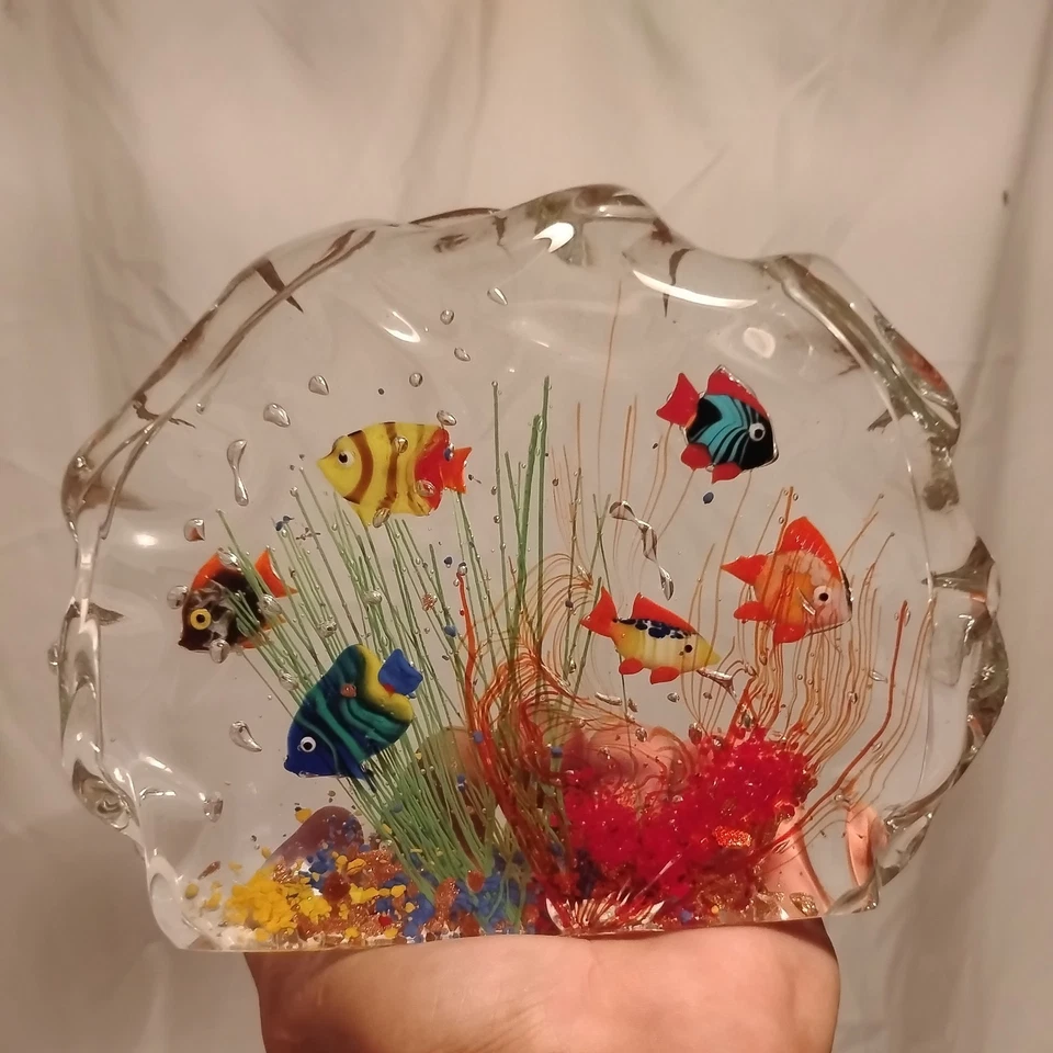 Pisapapeles arte vidrio acuario peces de Murano vintage excelente estado Foto 4 de 4