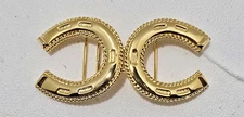 Vintage Douglas Paquette Horseshoe Belt Buckle Set Gold Oval Design USA NEW