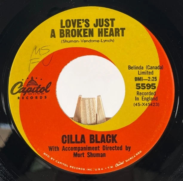 CILIA BLACK 45 YESTERDAY / LOVE'S JUST A BROKEN HEART—EX Foto 2 de 4