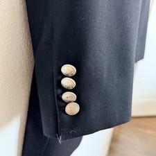 Men  s Black Solid Blazer Single-Breasted Two-Button Notch Lapel 4-Button