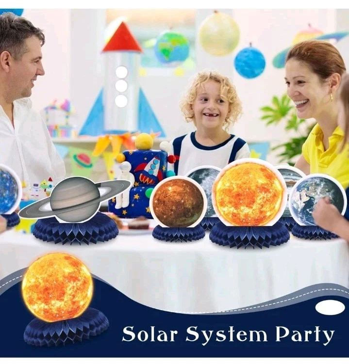 10 Pieces Space Solar System Theme Honeycomb Centerpieces Table Topper Space - Image 3 of 4