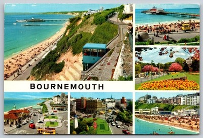 Vintage Multi-View Bournemouth UK Postcard by John Hinde 1970s C309