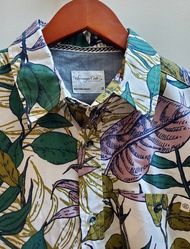 Sovereign Code Shirt NWT Los Angeles Camp S/S Frenzy Botanical Ecru Button Lilac - Picture 7 of 18
