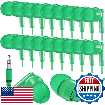Kanayu 100 Packs Earbuds Bulk Basic Student Earphone Individually Bagged 3.5 mm 