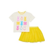 Easter Peeps Toddler Graphic Tee and Tutu Skirt set 2-Piece Sizes 12M-5T