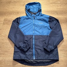 Eddie Bauer Jacket Youth Large 14 16 Blue Raincoat WindBreaker Full Zip Hooded