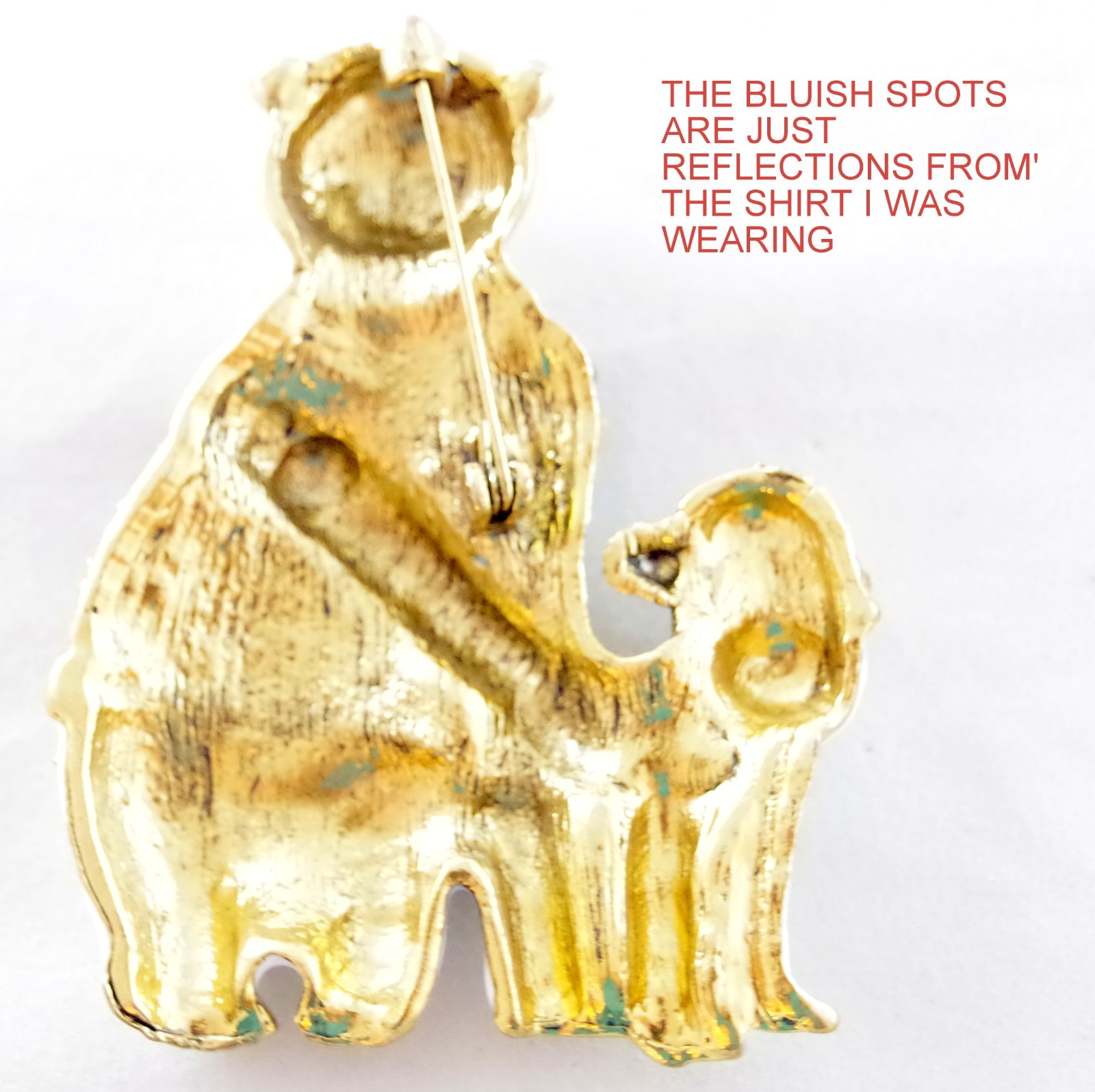 HEAVY 3" DESIGNER STYLE POLAR BEAR PALS IN SWEATER & HAT RHINESTONE BROOCH