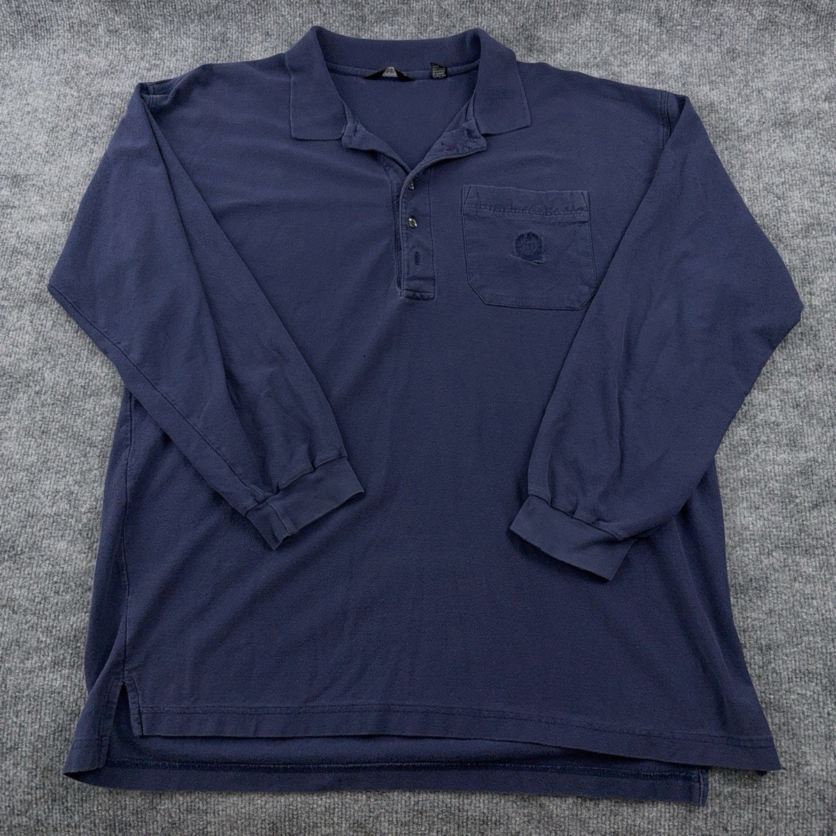 Vtg Christian Monsieur Dior Polo Shirt Mens L Faded Navy Blue Long 