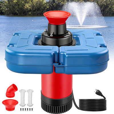 Pond Fountain Aerator With Larger Floater 1HP 15000 GPH Floating Aerating Pump