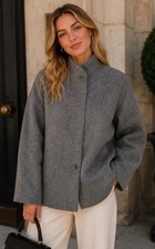 Oscar De La Renta Gray Blazer Jacket Long Sleeve Felt Wool Preppy Classic 12