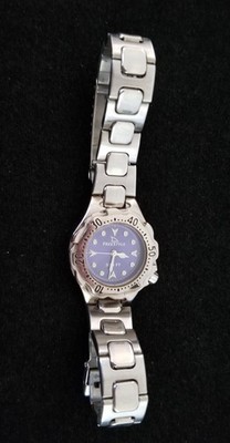 Freestyle Silver Tone Diver Watch Blue Dial Link Band 7.5'' Max Size New Battery