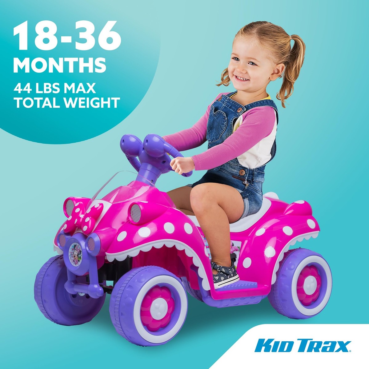 Toddler Disney Minnie Mouse Quad Ride-On, Kids 18-30 Months, 6V Battery and 