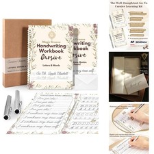 UNCLE EJ Grooved Cursive Handwriting Workbook Kit 9.8"x7" Kids 8-12 Adults