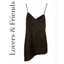 Lovers  Friends Satin Slip Spaghetti Strap Mini Dress Black Small NWT
