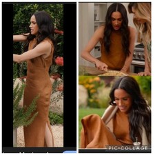 Zara Zw linen Brown Maxi dress M Uk 10 Usa 6 New ASO Meghan Markle With Love