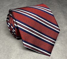 Brooks Brothers Repp Stripe Tie Maroon White Blue Silk Made USA Men's Necktie