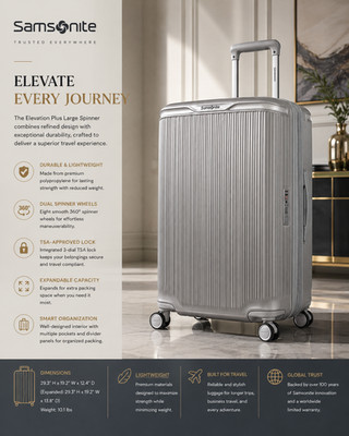 Samsonite Elevation Plus Large Spinner Hardside Luggage Silver Gray Expandable