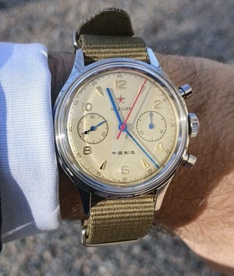 Seagull 1963 ST1901 38mm Acrylic Manual Wind Pilot s Chronograph Watch US Seller