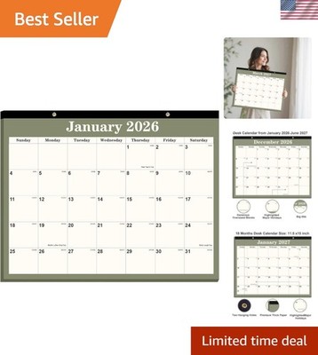 Efficient 18- Desk Calendar 2026 | Large 14'' x 11'' | Smooth Writing Surface
