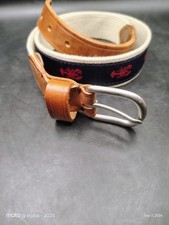 J Crew Boys Large Lobster Belt Leather Canvas Navy Red Nautical Preppy