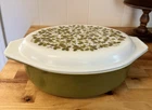 Vintage Pyrex Verde Olive large casserole dish